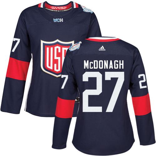 Team USA #27 Ryan McDonagh Navy Blue 2016 World Cup Women's Stitched NHL Jersey